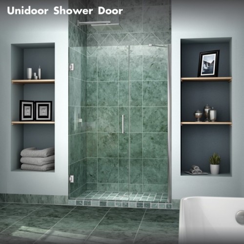 DreamLine Unidoor Min 41" to Max 42" Frameless Hinged Shower Door, Clear 3/8" Glass Door, Chrome Finish