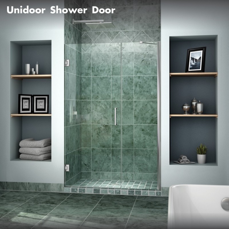 DreamLine Unidoor Min 41" to Max 42" Frameless Hinged Shower Door, Clear 3/8" Glass Door, Chrome Finish