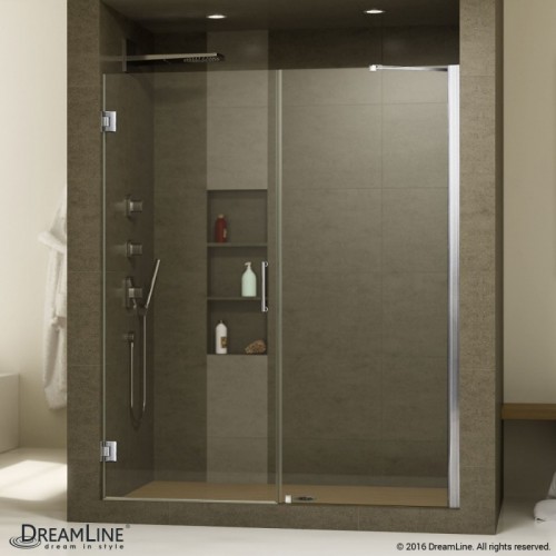 DreamLine Unidoor Min 48" to Max 49" Frameless Hinged Shower Door, Clear 3/8" Glass Door, Chrome Finish