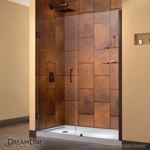 DreamLine Unidoor Min 59" to Max 60" Frameless Hinged Shower Door, Clear 3/8" Glass Door, Oil Rubbed Bronze Finish