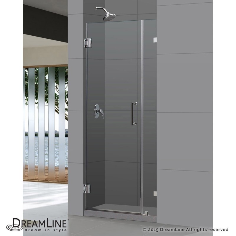 DreamLine UnidoorLux 31" Frameless Hinged Shower Door, Clear 3/8" Glass Door, Chrome Finish