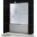DreamLine Infinity-Z 56 to 60" Frameless Sliding Tub Door, Frosted 1/4" Glass Door, Brushed Nickel Finish
