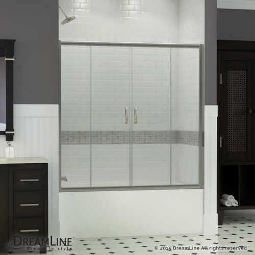 DreamLine Visions 56 to 60" Frameless Sliding Tub Door, Clear 1/4" Glass Door, Brushed Nickel Finish