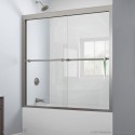 DreamLine Duet 56 to 59" Frameless Bypass Sliding Tub Door, Clear 5/16" Glass Door, Brushed Nickel Finish