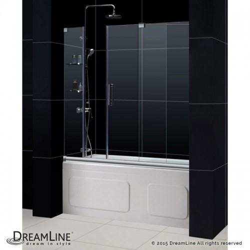 DreamLine Mirage 56 to 60" Frameless Sliding Tub Door, Clear 3/8" Glass Door, Brushed Nickel Finish