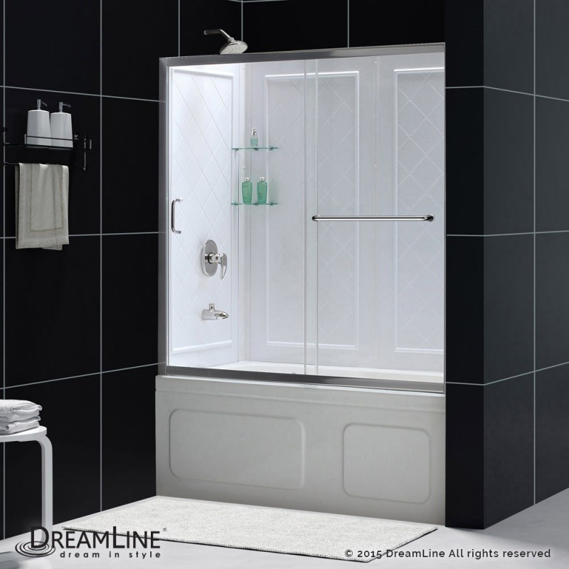 DreamLine Infinity-Z 56 to 60" Frameless Sliding Tub Door and QWALL-Tub Backwall Kit