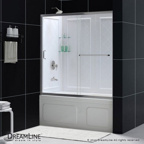DreamLine Infinity-Z 56 to 60" Frameless Sliding Tub Door and QWALL-Tub Backwall Kit