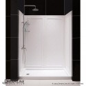 DreamLine SlimLine 34" by 60" Single Threshold Shower Base Center Drain and QWALL-5 Shower Backwall Kit