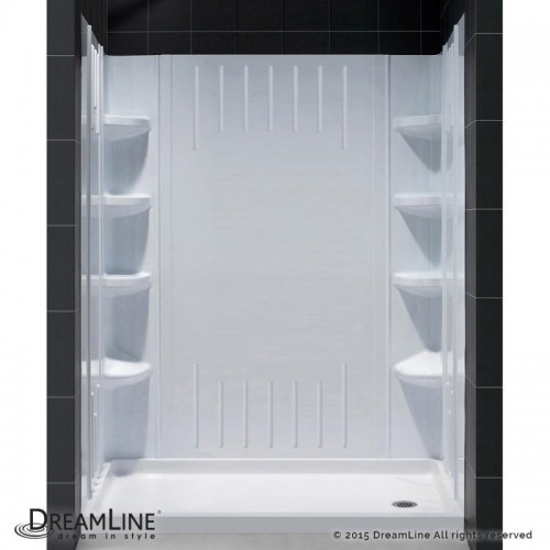 DreamLine SlimLine 36" by 60" Single Threshold Shower Base Right Hand Drain and QWALL-3 Shower Backwall Kit