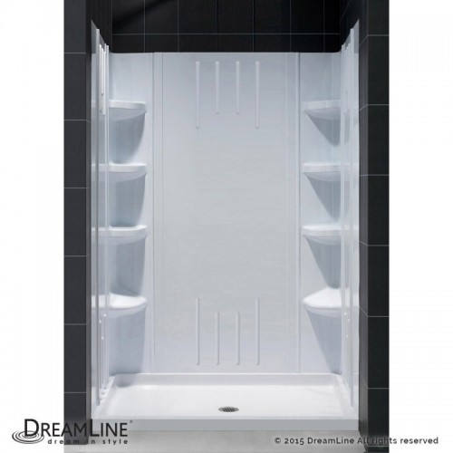 DreamLine SlimLine 36" by 48" Single Threshold Shower Base and QWALL-3 Shower Backwall Kit