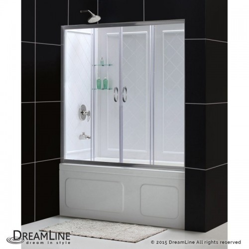 DreamLine Visions 56 to 60" Frameless Sliding Tub Door and QWALL-Tub Backwall Kit