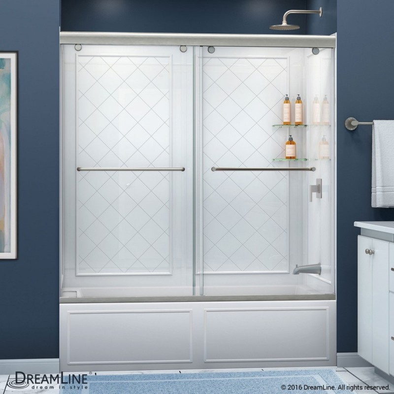 DreamLine Charisma 56 to 60" Frameless Bypass Sliding Tub Door and QWALL-Tub Backwall Kit