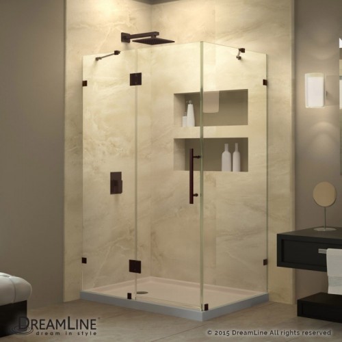 DreamLine QuatraLux 46-5/16 in. W x 32-1/4 in. D x 72 in. H Hinged Shower Enclosure, Oil Rubbed Bronze Finish Hardware