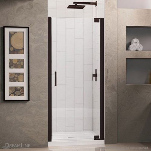 DreamLine Elegance 25-1/4 to 27-1/4 in. W x 72 in. H Pivot Shower Door, Oil Rubbed Bronze Finish Hardware