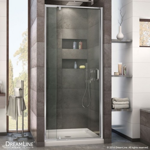 DreamLine Flex 32 to 36 in. W x 72 in. H Pivot Shower Door, Chrome Finish Hardware