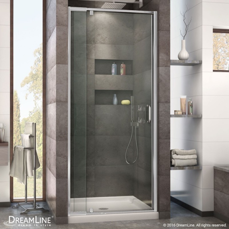 DreamLine Flex 32 to 36 in. W x 72 in. H Pivot Shower Door, Chrome Finish Hardware