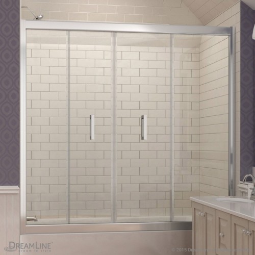 DreamLine Butterfly 57-1/2 to 59 in. W x 58 in. H Bi-Fold Tub Door, Chrome Finish Hardware
