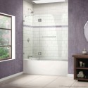 DreamLine AquaLux 56 to 60 in. W x 58 in. H Hinged Tub Door, Brushed Nickel Finish Hardware