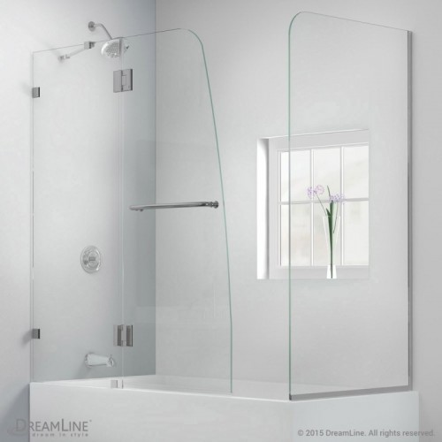 DreamLine AquaLux 56 to 60 in. W x 30 in. D x 58 in. H Hinged Tub Door, Chrome Finish Hardware