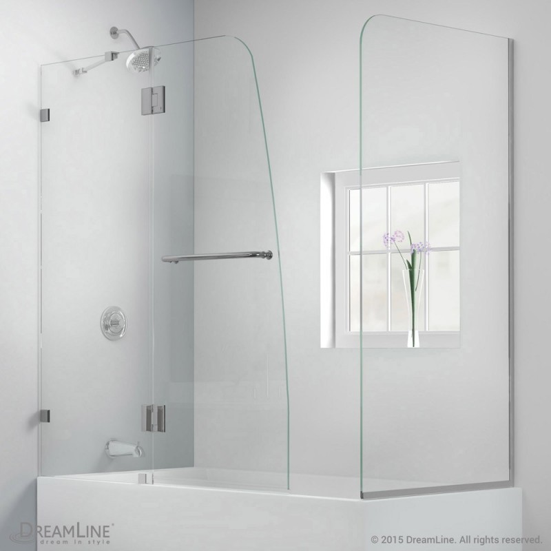 DreamLine AquaLux 56 to 60 in. W x 30 in. D x 58 in. H Hinged Tub Door, Chrome Finish Hardware