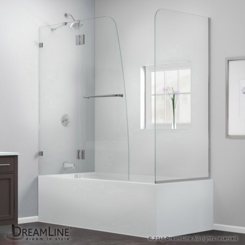 DreamLine AquaLux 56 to 60 in. W x 30 in. D x 58 in. H Hinged Tub Door, Brushed Nickel Finish Hardware