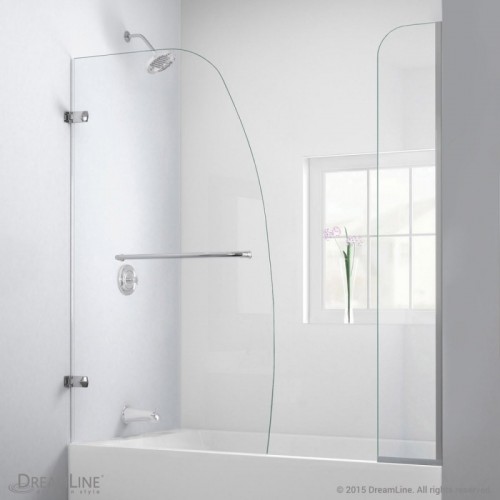 DreamLine Aqua Uno 56 to 60 in. W x 58 in. H Hinged Tub Door, Chrome Finish Hardware