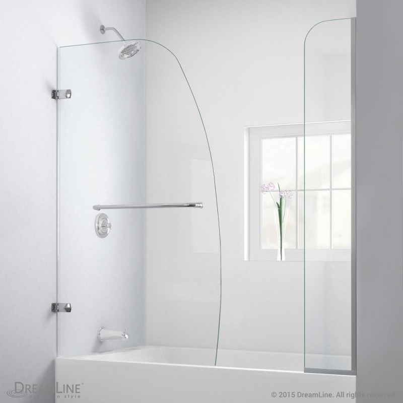 DreamLine Aqua Uno 56 to 60 in. W x 58 in. H Hinged Tub Door, Brushed Nickel Finish Hardware