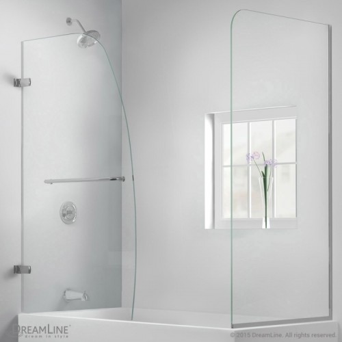 DreamLine Aqua Uno 56 to 60 in. W x 30 in. D x 58 in. H Hinged Tub Door, Chrome Finish Hardware