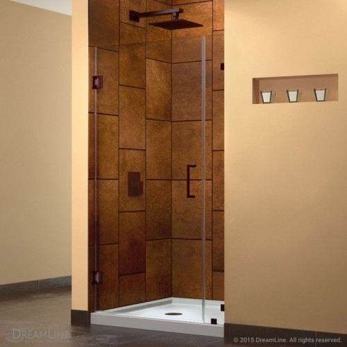 DreamLine UnidoorLux 35 in. W x 72 in. H Hinged Shower Door, Oil Rubbed Bronze Finish Hardware