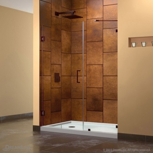 DreamLine UnidoorLux 52 in. W x 72 in. H Hinged Shower Door, Oil Rubbed Bronze Finish Hardware