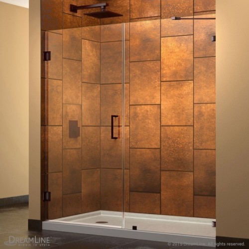 DreamLine UnidoorLux 59 in. W x 72 in. H Hinged Shower Door, Oil Rubbed Bronze Finish Hardware