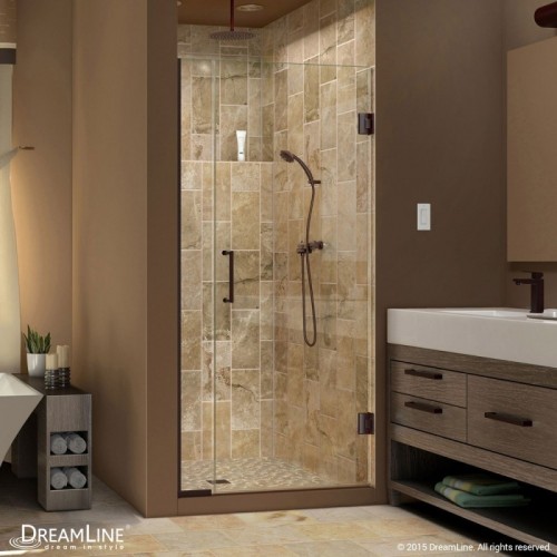 DreamLine Unidoor Plus Min 31-1/2" to Max 32" W x 72 in. H Hinged Shower Door, Oil Rubbed Bronze Finish Hardware