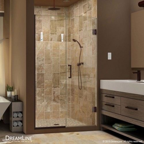 DreamLine Unidoor Plus Min 47-1/2" to Max 48" W x 72 in. H Hinged Shower Door, Oil Rubbed Bronze Finish Hardware