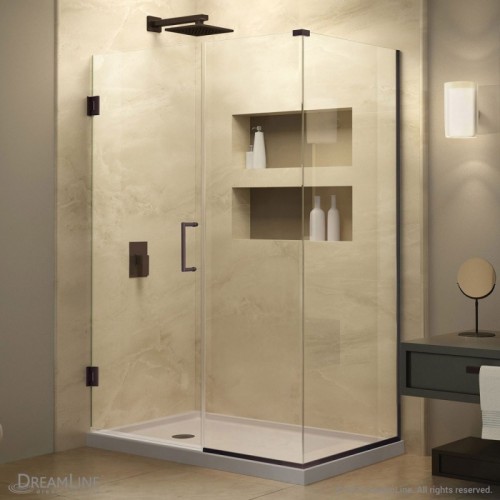 DreamLine Unidoor Plus 48 in. W x 34-3/8 in. D x 72 in. H Hinged Shower Enclosure, Oil Rubbed Bronze Finish Hardware