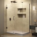 DreamLine Unidoor Plus 56 in. W x 34-3/8 in. D x 72 in. H Hinged Shower Enclosure, Oil Rubbed Bronze Finish Hardware