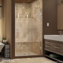 DreamLine Unidoor Plus Min 43-1/2" to Max 44" W x 72 in. H Hinged Shower Door, Half Frosted Glass Door, Brushed Nickel Finish Hardware