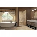 DreamLine Unidoor Plus Min 47" to Max 47-1/2" W x 72 in. H Hinged Shower Door, Half Frosted Glass Door, Brushed Nickel Finish Hardware