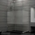 DreamLine Unidoor Plus 51 in. W x 34-3/8 in. D x 72 in. H Hinged Shower Enclosure, Half Frosted Glass Door, Brushed Nickel Finish Hardware
