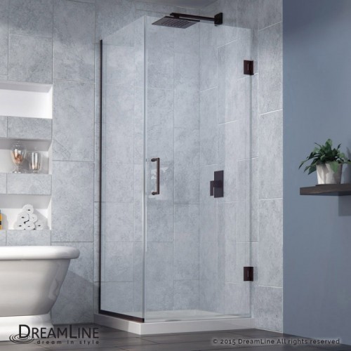 DreamLine Unidoor Plus 30-3/8 in. W x 30 in. D x 72 in. H Hinged Shower Enclosure, Oil Rubbed Bronze Finish Hardware