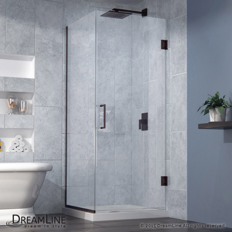 DreamLine Unidoor Plus 30-3/8 in. W x 30 in. D x 72 in. H Hinged Shower Enclosure, Oil Rubbed Bronze Finish Hardware