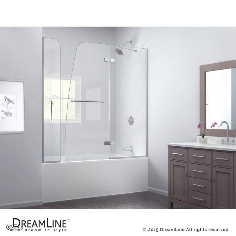 DreamLine Aqua Ultra 57 to 60 in. W x 58 in. H Hinged Tub Door, Brushed Nickel Finish Hardware