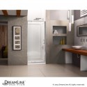 DreamLine Flex 36-in. W x 36-in. D x 76-3/4-in. H Frameless Shower Door, Backwall and Base Kit, Chrome Finish Hardware