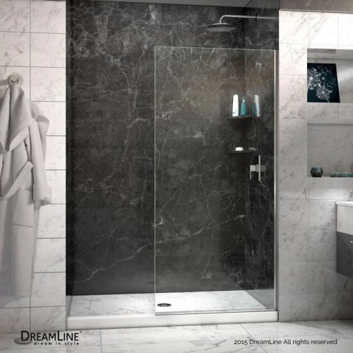 Linea Frameless Shower Door 34 in. x 72 in. Open Entry Design. Chrome Finish