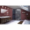 Linea Frameless Shower Door. Two Attached Glass Panels: 30 in. x 72 in. Brushed Nickel Finish