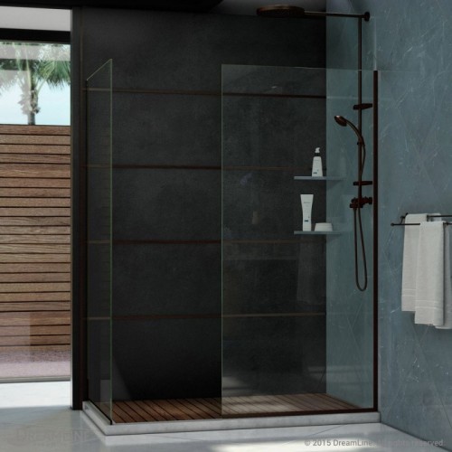 Linea Frameless Shower Door. Two Glass Panels: 30 in. x 72 in.