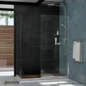 Linea Frameless Shower Door. Two Glass Panels: 30 in. x 72 in. and 34 in. x 72 in. Chrome Finish