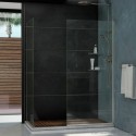 Linea Frameless Shower Door. Two Glass Panels: 30 in. x 72 in. and 34 in. x 72 in. Brushed Nickel Finish