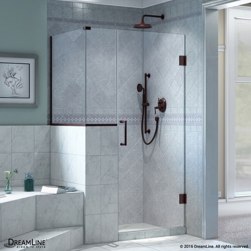 DreamLine Unidoor Plus 36 in. W x 30.375 in. D x 72 in. H Hinged Shower Enclosure in Oil Rubbed Bronze Finish