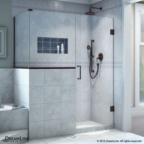 DreamLine Unidoor Plus 57 in. W x 36.375 in. D x 72 in. H Hinged Shower Enclosure in Oil Rubbed Bronze Finish