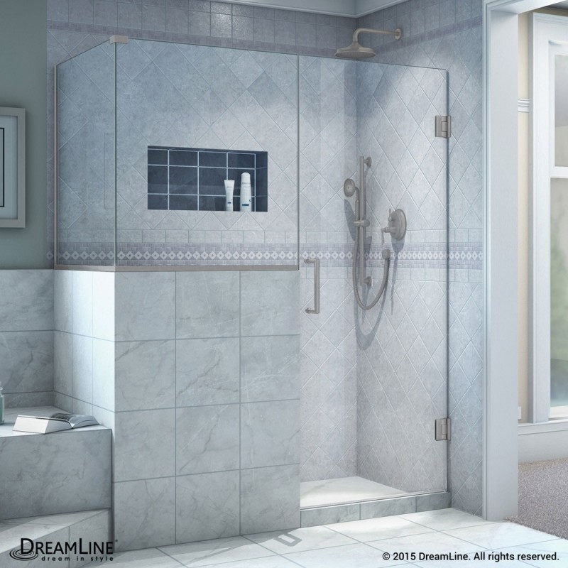 DreamLine Unidoor Plus 59 in. W x 30.375 in. D x 72 in. H Hinged Shower Enclosure in Brushed Nickel Finish